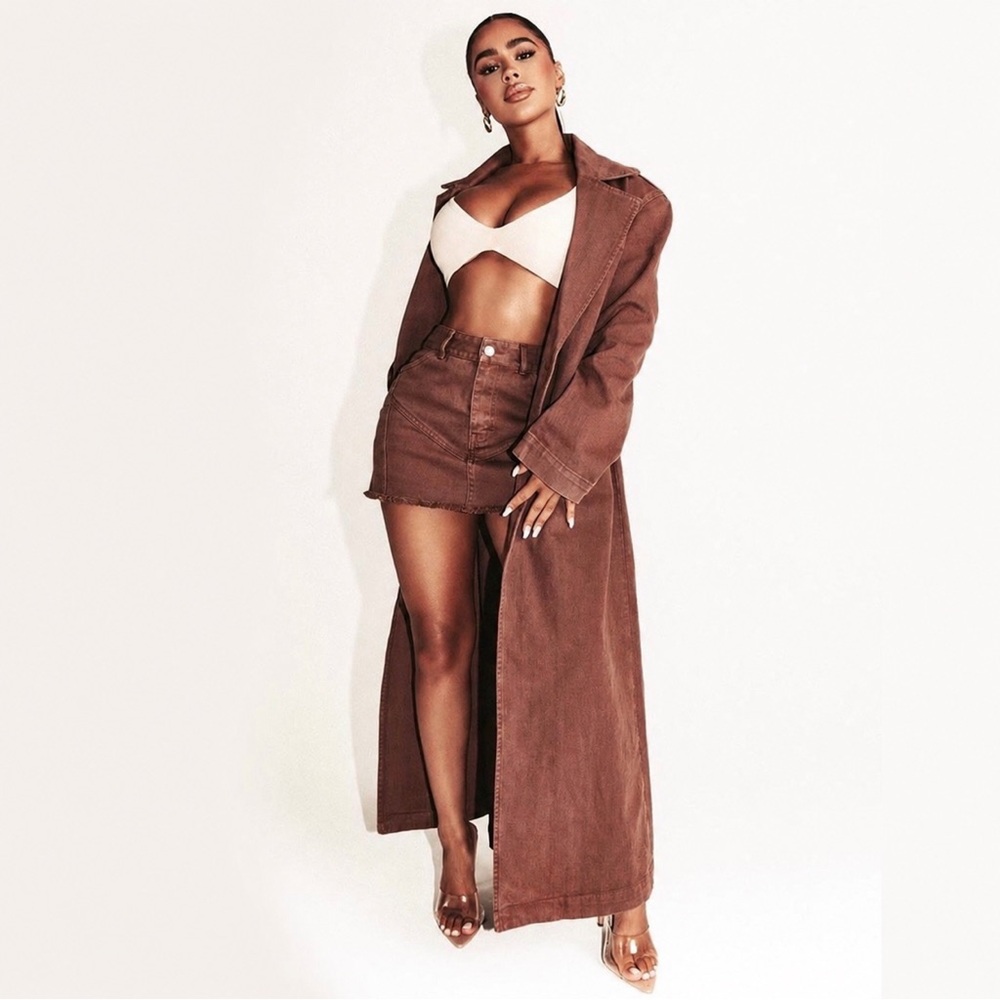 Naked Wardrobe The Cargo Denim Trench Coat